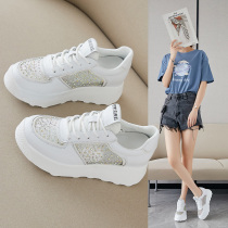 Cool summer is good to wear not stuffy feet increase white shoes womens summer thick bottom wild muffin mesh breathable