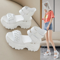 Good things recommend instant heart~increase the thick bottom rhinestone Dad sandals womens new summer Roman wedge