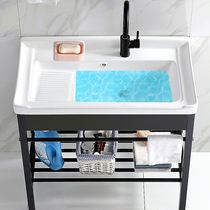 Ceramic laundry basin Stainless steel bracket basin Laundry pool with washboard balcony Ultra-deep laundry tank pool washbasin