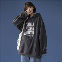 Japanese sweatshirt female ins tide student hooded vintage coat Korean version loose 2021 new spring and autumn Womens