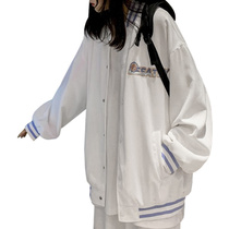 White baseball uniform women Spring and Autumn casual Joker coat ins tide loose Korean version couple jacket jacket 2021 New