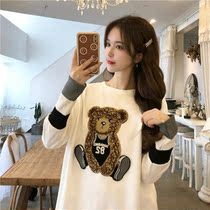 Autumn and winter 2022 new large size long pregnant woman T-shirt long sleeve plus velvet coat winter foreign style bottoming shirt