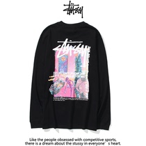 High Street summer men and women loose casual oversize trend printing couple long-sleeved T-shirt ins wind