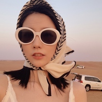 Korean desert travel striped small square scarf scarf Korean turban sunscreen scarf hairband female all-match spring and autumn