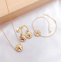 18K gold eight Awn star compass necklace White fritillary diamond rose gold choker simple joker two wear bracelet