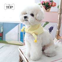 Memory Pet Korean Pet cat dog cute rainbow colored plaid pompom lace-up scarf