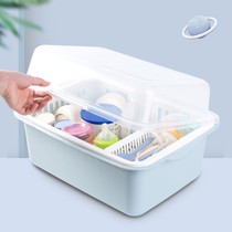 Baby bottle storage box drain rack with lid dust portable large drying rack baby tableware storage box