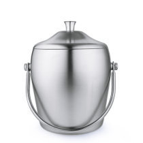 Huangying stainless steel ice bucket double layer with cover Frosted Ice grain bucket portable insulated ice bucket LQ094