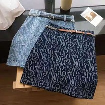 2021 spring and summer New ins skirt female Korean version of retro washed denim high waist Joker student A short skirt
