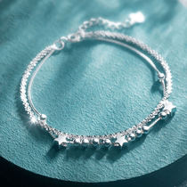 Chow Tai Fook Star Double Sterling Silver Bracelet Girl ins Minor Design Advanced Light Luxury Handwear Valentine's Day Gift
