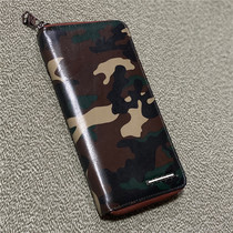 Personality Camouflage Sheepskin Days of Tidal Prints Long Wallet for men and women Youth mobile phone kits Kits Genuine Leather Multipurpose Bag