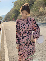 French Sandro Beytagh long sleeve dress for women 2022 spring and autumn with pink BAO WEN collection of waist crumbed and long dresses