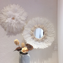 The years are quiet and good) hand-woven feather mirror wall decoration wall hanging Nordic porch creative living room sofa homestay decoration