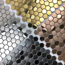 Metal stainless steel hexagonal mosaic tile background wall porch toilet brushed mirror art decorative wall stickers