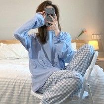 Cotton pajamas womens summer suit Student ins spring and autumn net red pure cotton womens home clothes can be worn outside