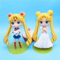 Beautiful girl cake decoration ornaments Cartoon cake decoration Sailor Moon water ice moon cake dress up supplies