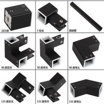 304 dumb black 25 square pipe connector shower room glass fixing Rod hardware fittings flange seat corner hanging clip