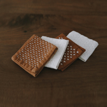 Glutinous rice porcelain National Ware handmade Thorn embroidery tea towel embroidery Chinese cotton linen anti-hot tea mat