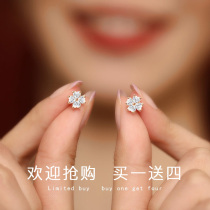 Four-leaf clover 999 sterling silver earrings womens light luxury temperament silver earrings 2023 new trendy ear piercing foot silver earrings