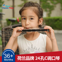  Childrens harmonica 24-hole C-tune stainless steel free tutorial non-toxic beginner infant playing musical instrument toy gift