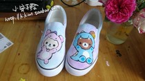 No. 17 Xiaoan hand-painted light bear little dinosaur suit to draw a private custom pedal canvas shoes