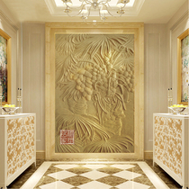 Custom artificial sandstone relief FRP imitation copper relief painting background wall Chinese decorative palm wall decoration