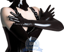 Sexy patent leather queen outfit Leather sexy underwear Tight sexy nightclub outfit Pole dance collar dance costume Long gloves
