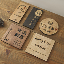 Creative solid wood door plate custom engraving word retro box private room hotel personalized small wooden sign custom-made