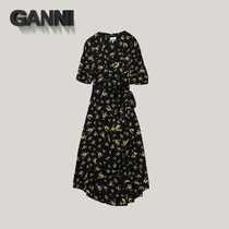(France Direct Mail) GANNI Di Li Reba of the same dress floral wrap tundra long skirt woman