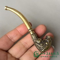 Bronze Miscellaneous Antiquities Tap Pipe Brass Pipe Tobacco Antique Copper Mini Engraved Copper Handle Old Object
