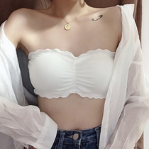 Strapless chest underwear womens summer thin white wrapped breast back bra top with small chest gathering bra