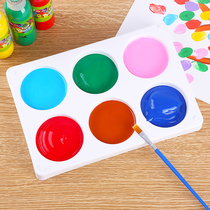 6 holes large white childrens pigment plate Environmental protection inverted watercolor gouache acrylic oil paint cup holder