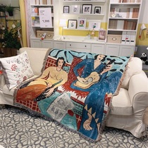 Special Matisse oil painting Girl holding guitar Single seat Sofa cover cover Full cover cloth Multi-function tapestry line blanket