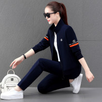 BBQ casual wear sports suit women's long sleeve autumn 2022 new Korean version of large size loose sweater coat set of three