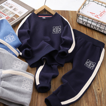 Boy Sports Suit 2022 Spring Autumn New Children Casual Round Collar Guard Clothes Loose CUHK Tong Pants Two Sets