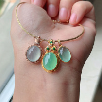 One Cloud Emerald Natural A Goods Emerald Egg Noodle Pendant Lock Bone Pendant 18k Gold Mosaic Style Reference Live Special Shooting