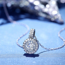 Moissan stone 1 carat necklace female full diamond S925 sterling silver pendant 18K white gold clavicle chain light luxury gift
