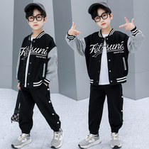 Boy Clothing Boy Spring Autumn Clothing Suit 2022 New CUHK Child Foreign Air Two Sets Casual Jacket Children Baseball Suit