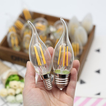 Household LED bulb crystal light small tail E14 E27 screw mouth warm light lighting energy-saving pull taillight white light bulb