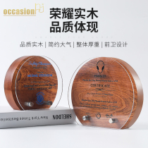 Solid wood medals are set to do DIY trophy honor recognition competition outstanding employee acrylic crystal engraving