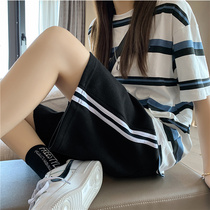 Striped shorts womens summer thin hot girls sports style five-point pants quick-drying 2021 new loose casual pants