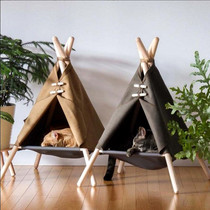 Cat nest cat tent cat home landing wooden comfortable bed pet supplies portable triangle hole round hole in and out