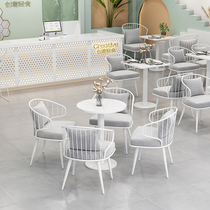 Net red milk tea shop table and chair combination Restaurant Dessert shop Cafe bakery shop ins wind negotiation table and four chairs