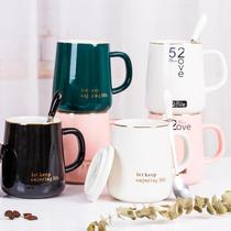 Drinking water cup creative personality trend ceramic with lid spoon simple office mug ins large capacity men and women