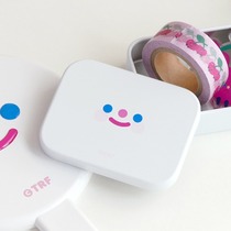TRF Korea Smiley face mini iron box Creative cute sticker tape Bookmark small object storage box Jewelry small box