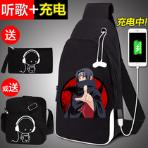 Naruto Uchiha ferret childrens crossbody bag fashion small bag Tide mens shoulder bag Boys canvas chest bag