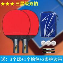 Professional indoor and outdoor standard table tennis racket childrens double training long handle rubber straight shot beginner