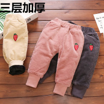 Female Baby Cotton Pants Plus Suede Three Layers Thickened Beaten Underpants Winter Baby Girl Princess Outside Wearing Pants Foreign Air