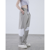 EKCOOKIES original designer Tian Hongjie with the same niche stitching print deconstructed straight trousers suit pants