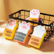 Jookooan Cat Paw Sponge Wipe Cartoon Cute Kitchen Supplies Brush Pan Dishwashing Clean Sponge Block Three Clothes